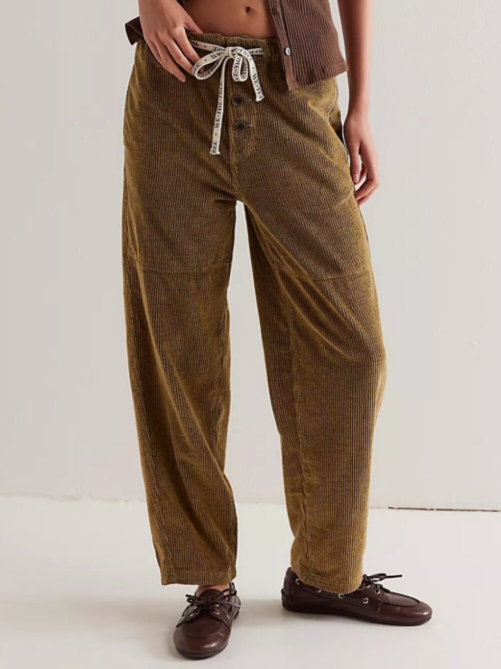 We The Free FP Roscoe cotton corduroy Pull-On Straight Jeans XS Barrel Boho chic